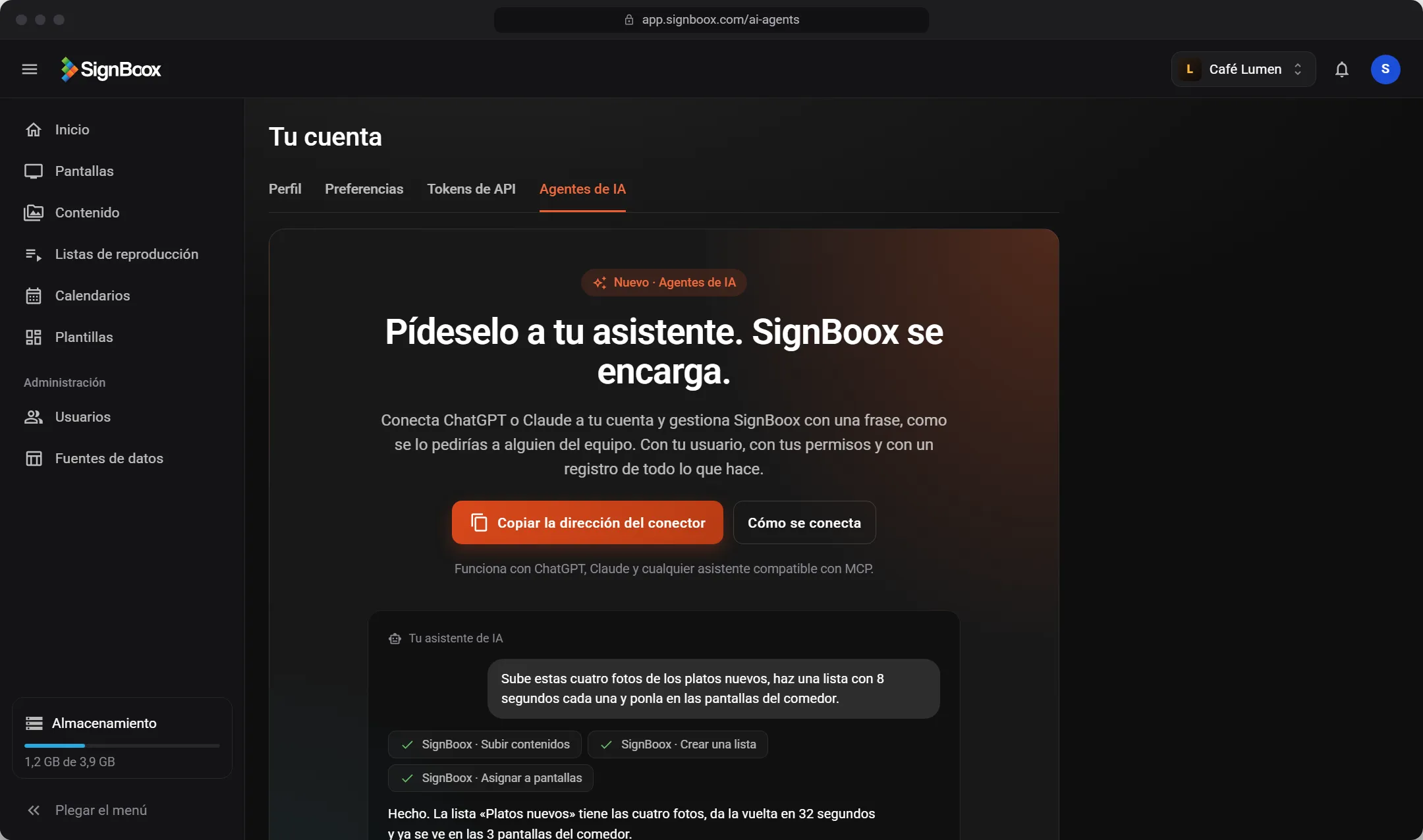 Panel de Signboox: con signboox ia